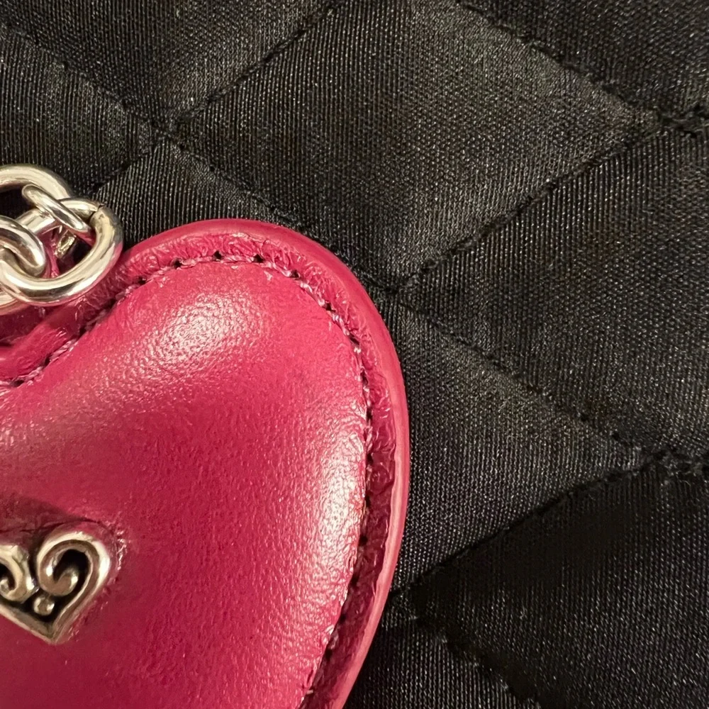 Brighton Vintage Pink Leather Heart Bag Charm Keychain